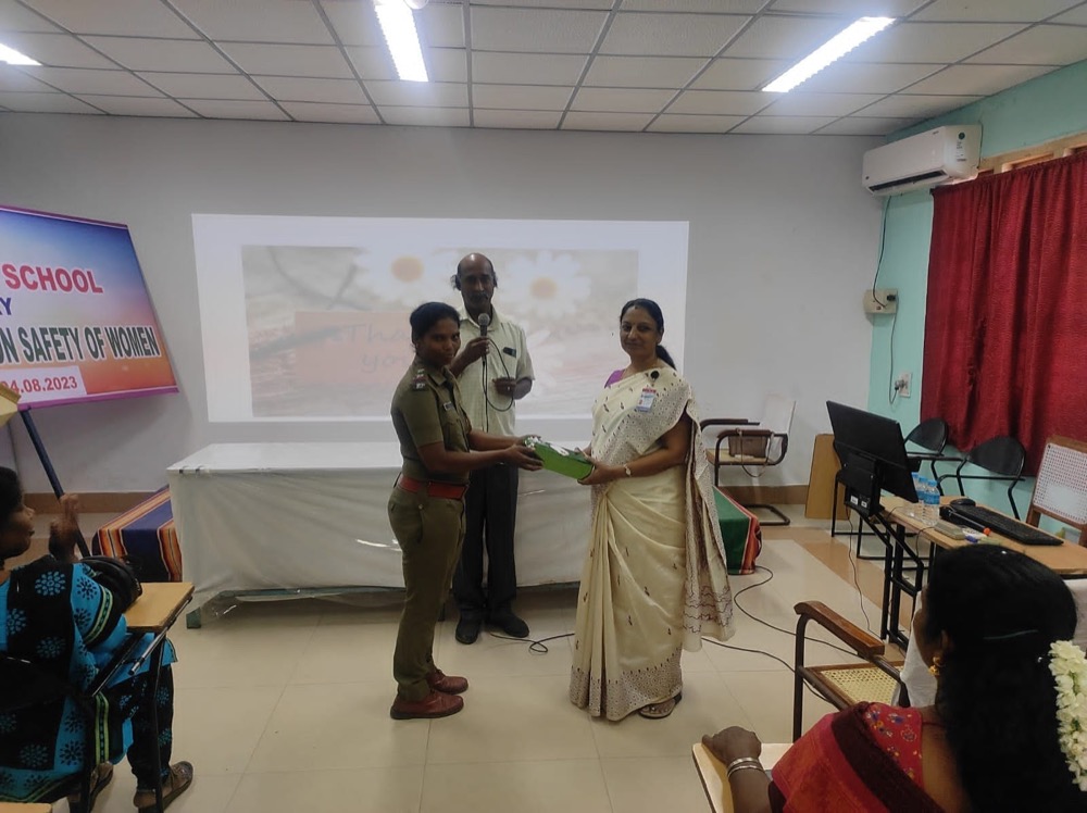Training investigators on the safety of women, Police Training School, Puducherry (2023)